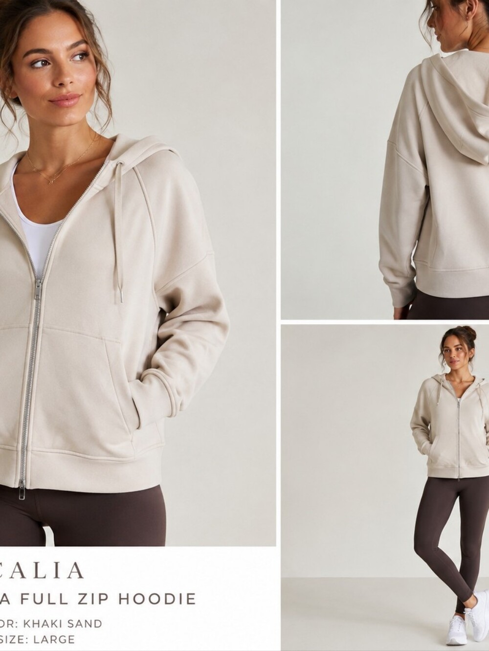 NWT Calia Women's Cream Zip-Up Hoodie
